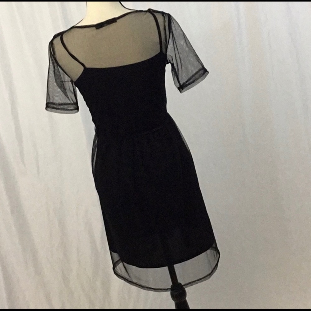 Black Slip Dress with Overlay - Picture 2 of 4